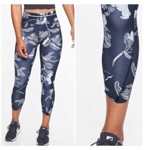 Athleta Blue Floral Sonic Cropped High Waisted Athletic Leggings Size S